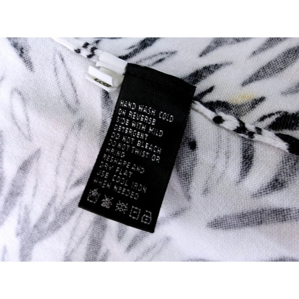 Augusta Silk Black White Floral Print Button Front 3/4 Sleeve Cardigan PL/ #7267 - Picture 4 of 5